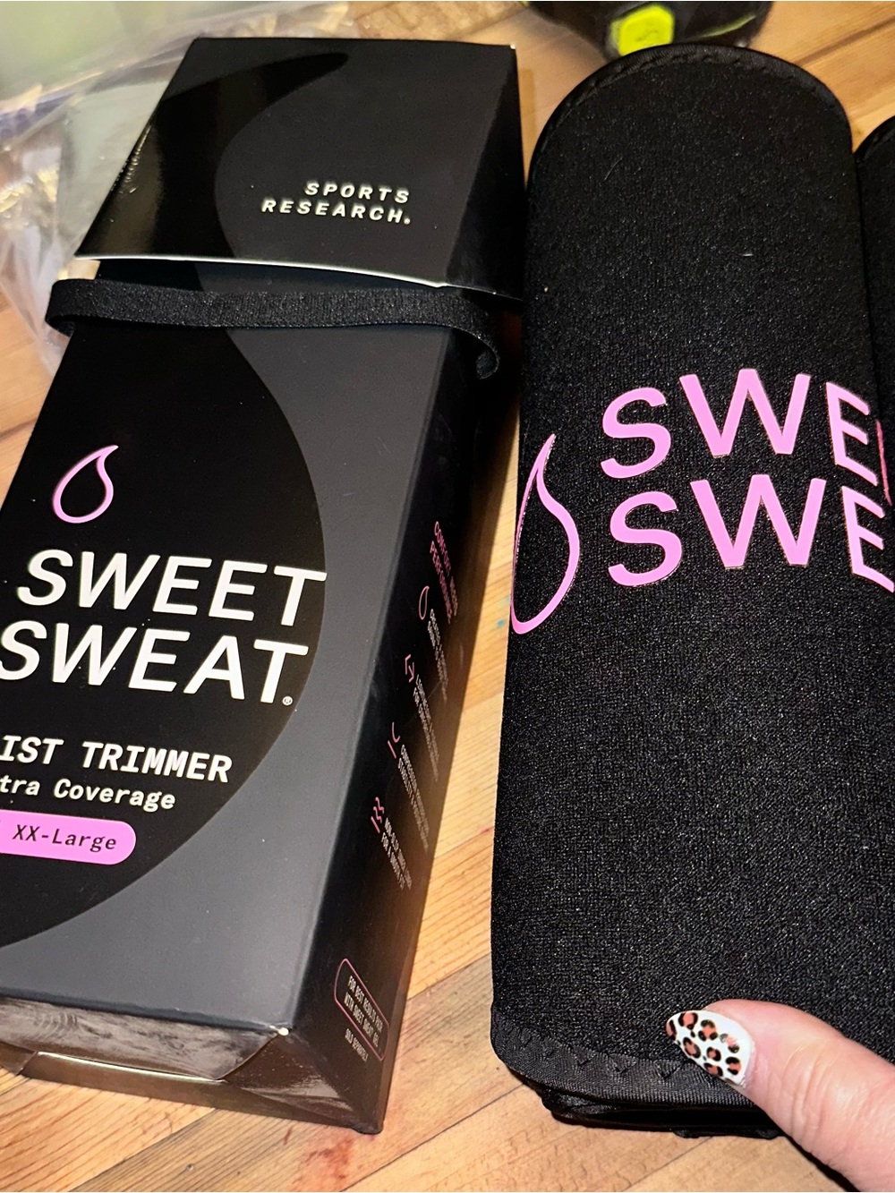 New Sweet Sweat Waist Trimmer - Black with Pink size xx-large